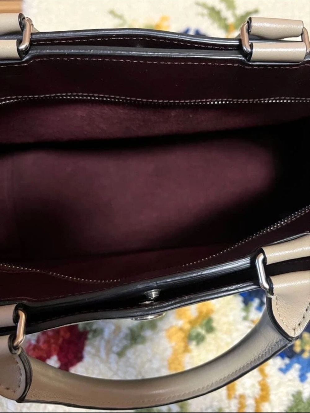 Mulberry Navy Leather Satchel with Brown Strap and Cream Handles - Picture 5 of 12